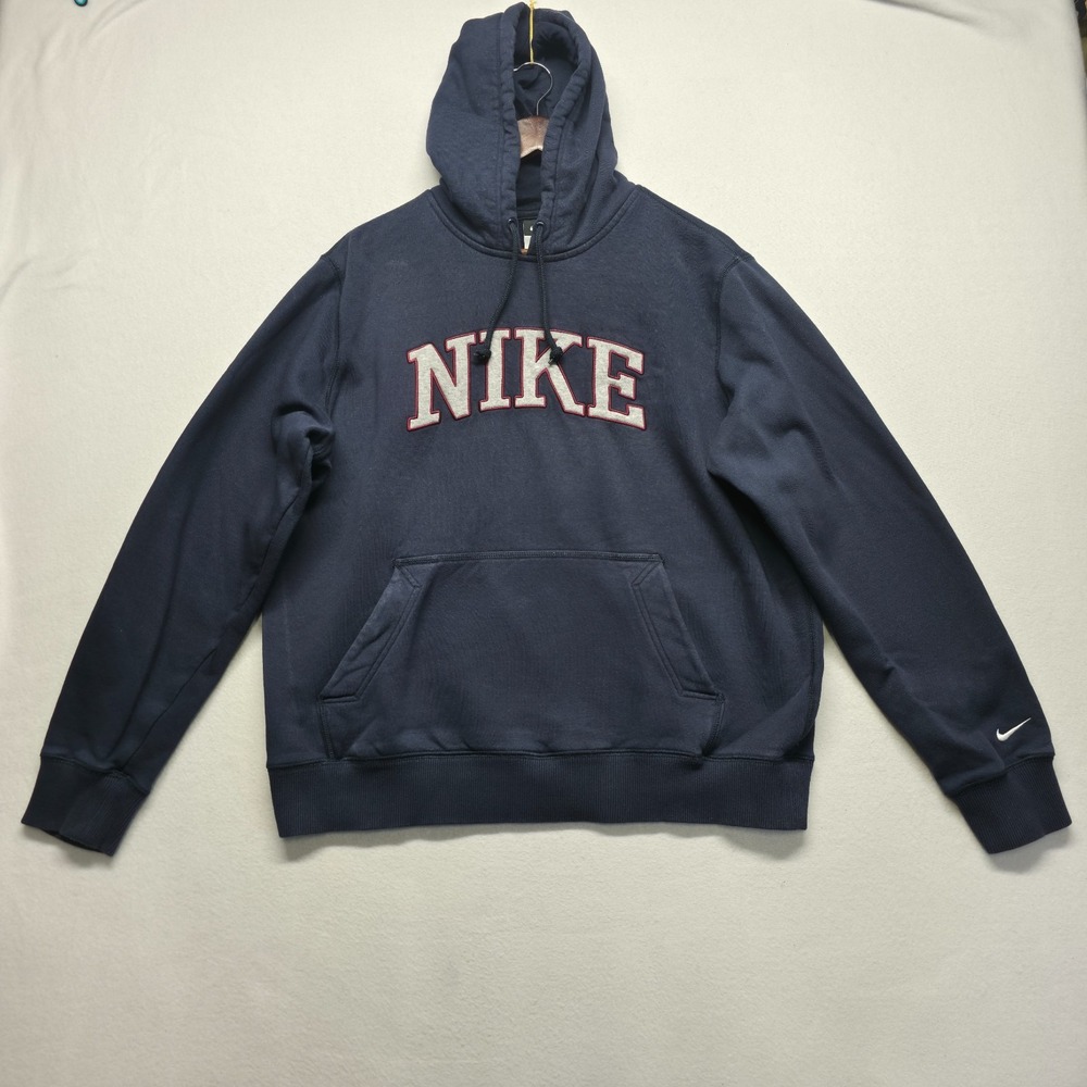 Vintage Nike Spellout Men's Blue Pullover Hoodie Size Large